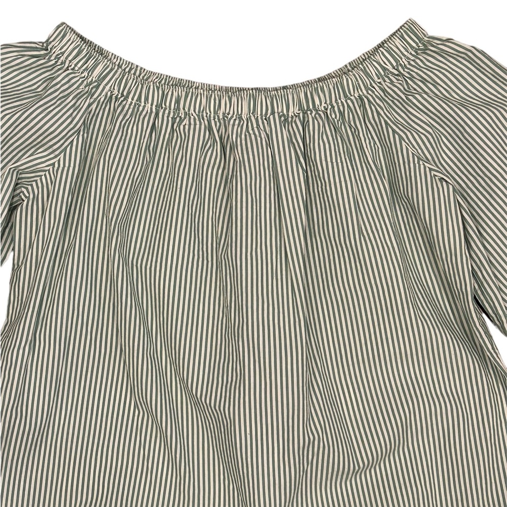 Free Assembly Elasticated Top Off Shoulder ¾-Sleeve Green & White Stripe Small - Picture 6 of 10
